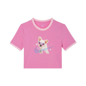 나이키 우먼 스포츠웨어 프렌치불독 프린팅 크롭티 M