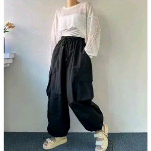 와이드 카고 투웨이 조거 팬츠 - 블랙,프리