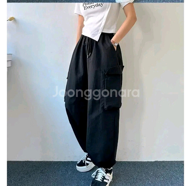 와이드 카고 투웨이 조거 팬츠 - 블랙,프리--2