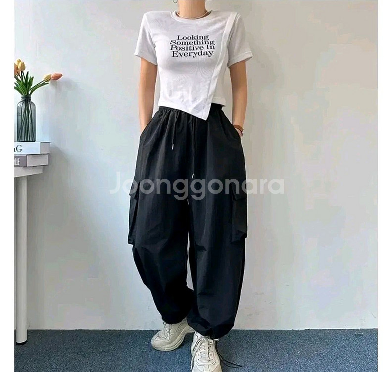 와이드 카고 투웨이 조거 팬츠 - 블랙,프리--3