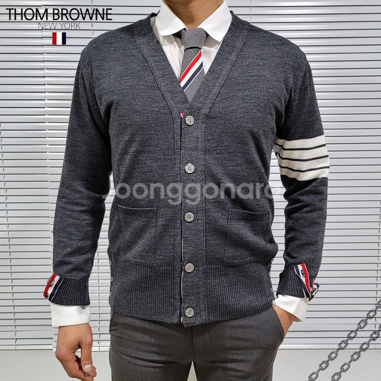 톰브라운 사선완장 베이직 가디건--7
