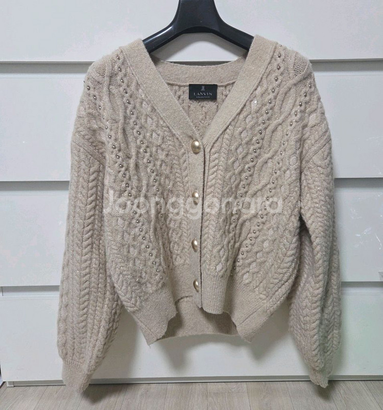 랑방 울블렌드 케이블스터드가디건 마인 더캐시미어 타임--1