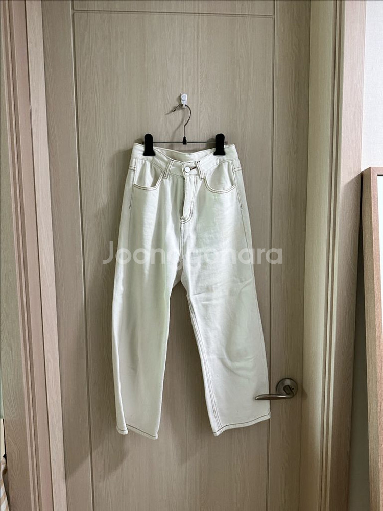 옷장정리ㅣ하이웨스트 와이드 화이트면바지 코튼팬츠--0