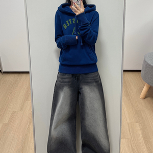 홀리스터 자수로고 딥네이비 후드티