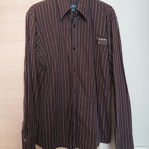 G-STAR 지스타 스트라이프 브라운 셔츠 XL