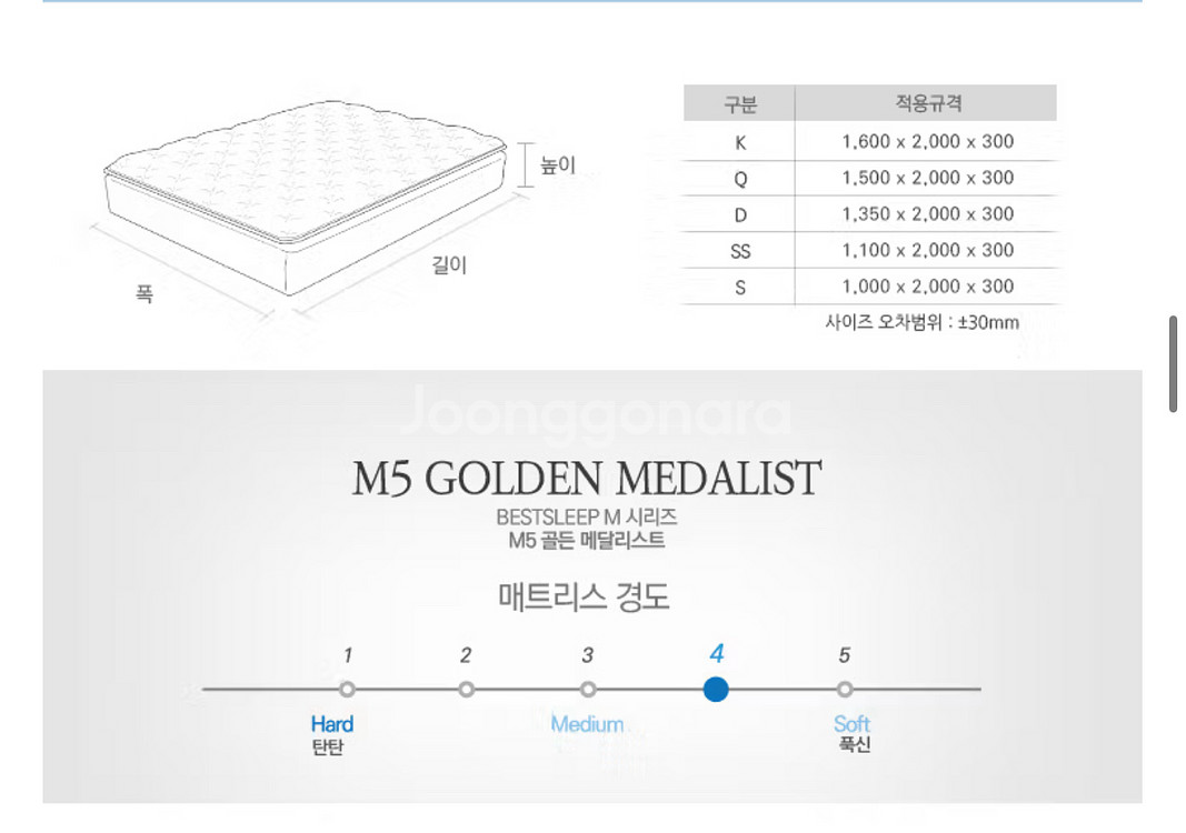 베스트슬립 M5 골든 메달리스트 퀸 사이즈 매트리스--5