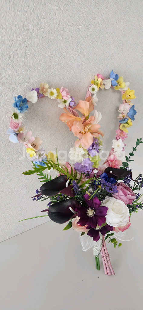 새상품)하트 조화 부케 여행사진 웨딩 촬영--4