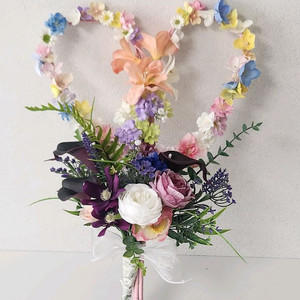 새상품)하트 조화 부케 여행사진 웨딩 촬영