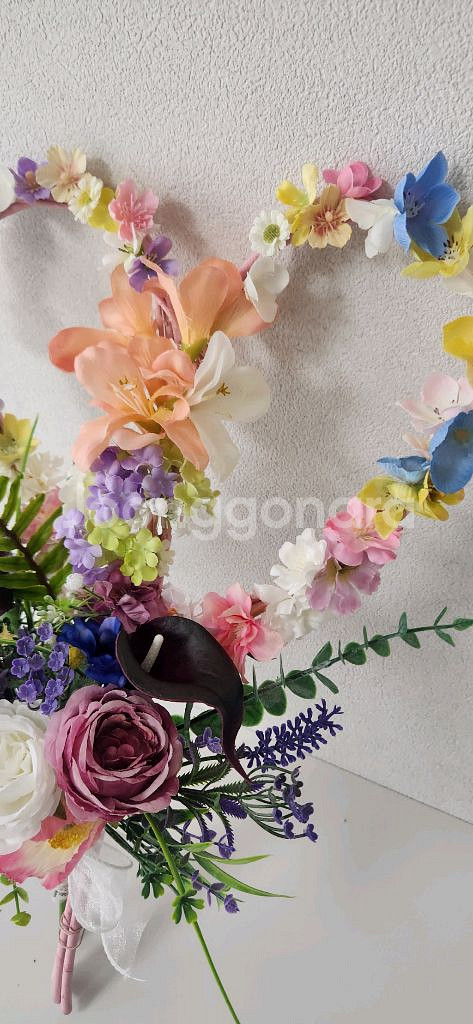 새상품)하트 조화 부케 여행사진 웨딩 촬영--7