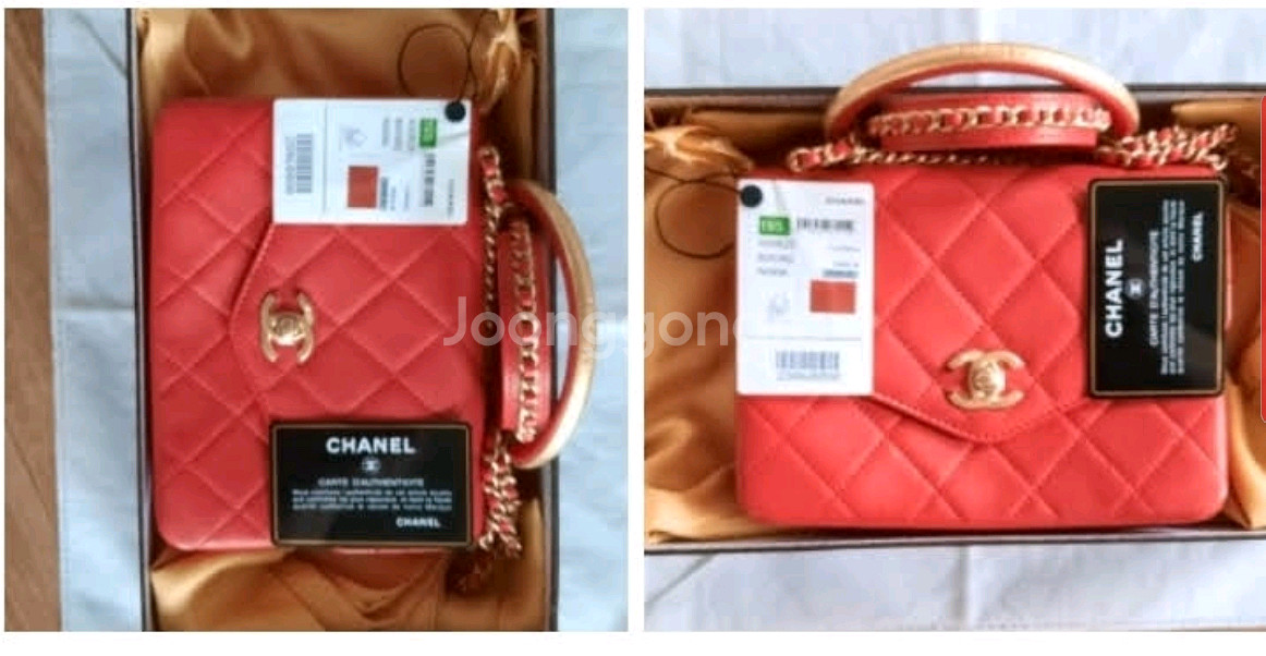 Chanel Red Chain Bag 정품금장 코랄레드--8