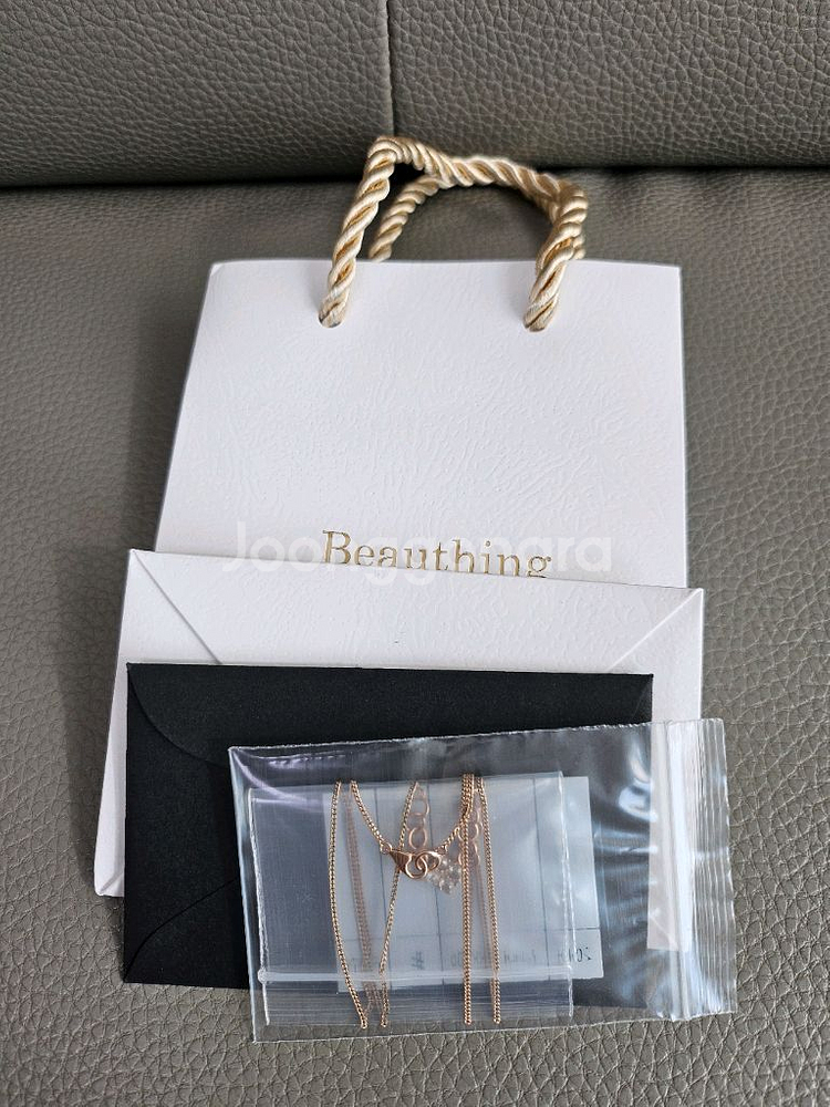 14k 로즈골드 러프 다이아 목걸이 45cm--8