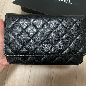 샤넬 WOC 블랙 캐비어 은장 풀박스