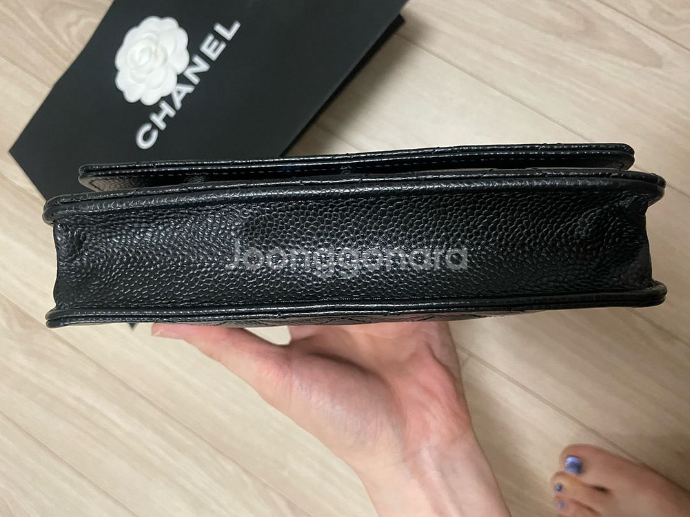 샤넬 WOC 블랙 캐비어 은장 풀박스--3