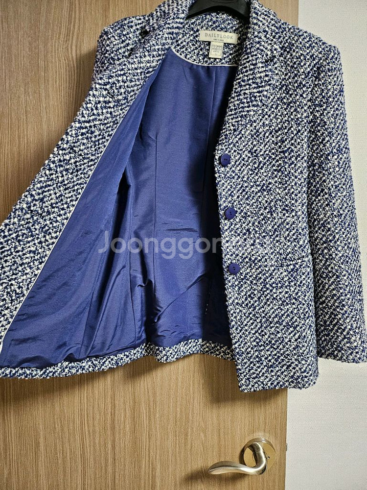 쇼핑몰 데일리룩 블루트위드자켓--7
