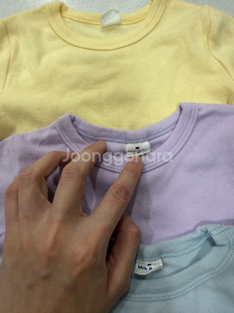 밀크베이비 아기 기본 긴팔 티셔츠 90 일괄--3