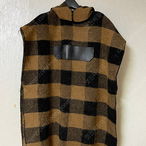 구호 체크 패턴 후디 판초