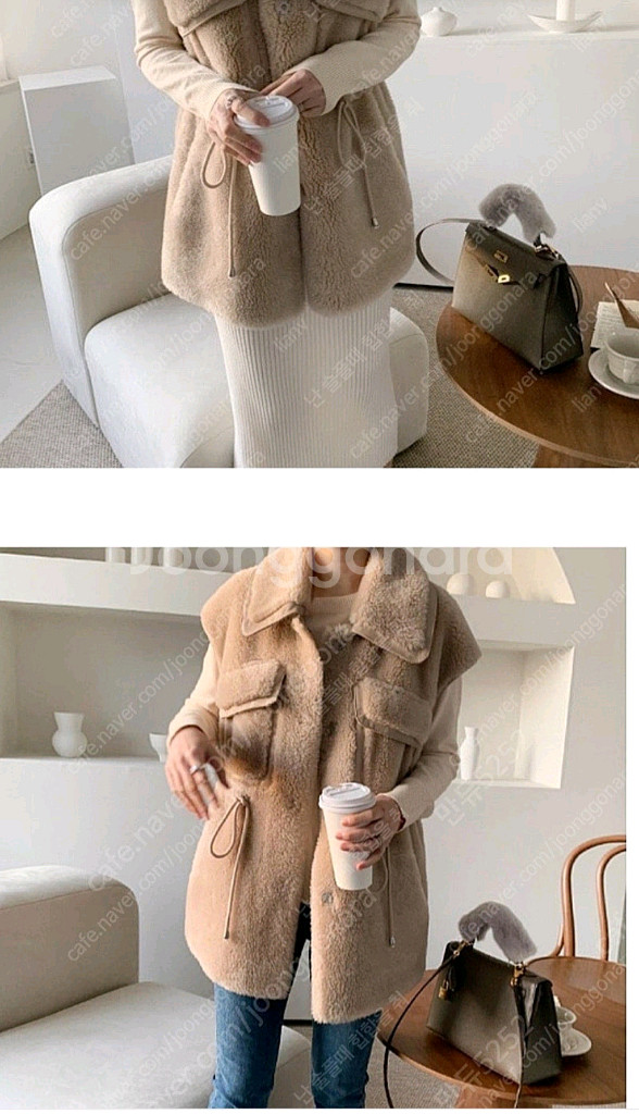 르꼬르망 리얼 양모 양털 베스트--2