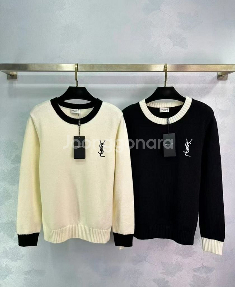 입생 배색 베이직 라운드 니트--9