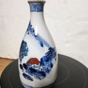 청화백자 산수문 주병 이미지