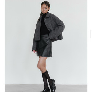 PVCS 트위드 크롭 울 자켓