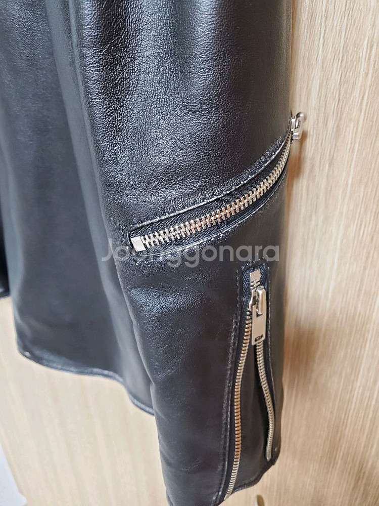 시스템옴므 블랙 램스킨 가죽 자켓--5