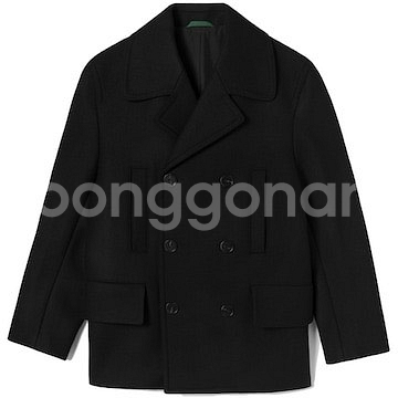 L 라코스테 오버핏 울 혼방 더블 버튼 피코트--0