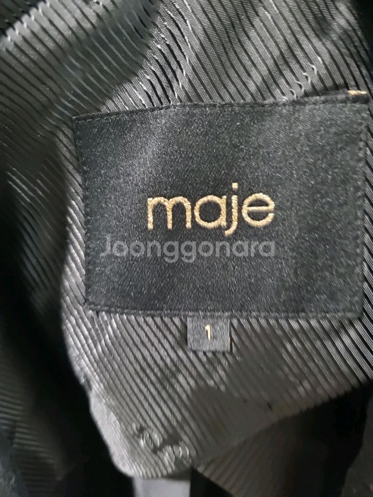 마쥬 블랙 가죽 배색 코트--3