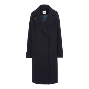 80 스튜디오 톰보이 체크 안감 히든 버튼 더블 코트