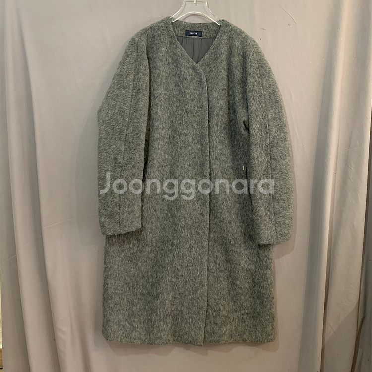 90 헤지스 알파카 혼방 노카라 히든 버튼 코트--0