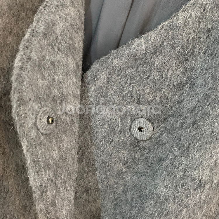 90 헤지스 알파카 혼방 노카라 히든 버튼 코트--3