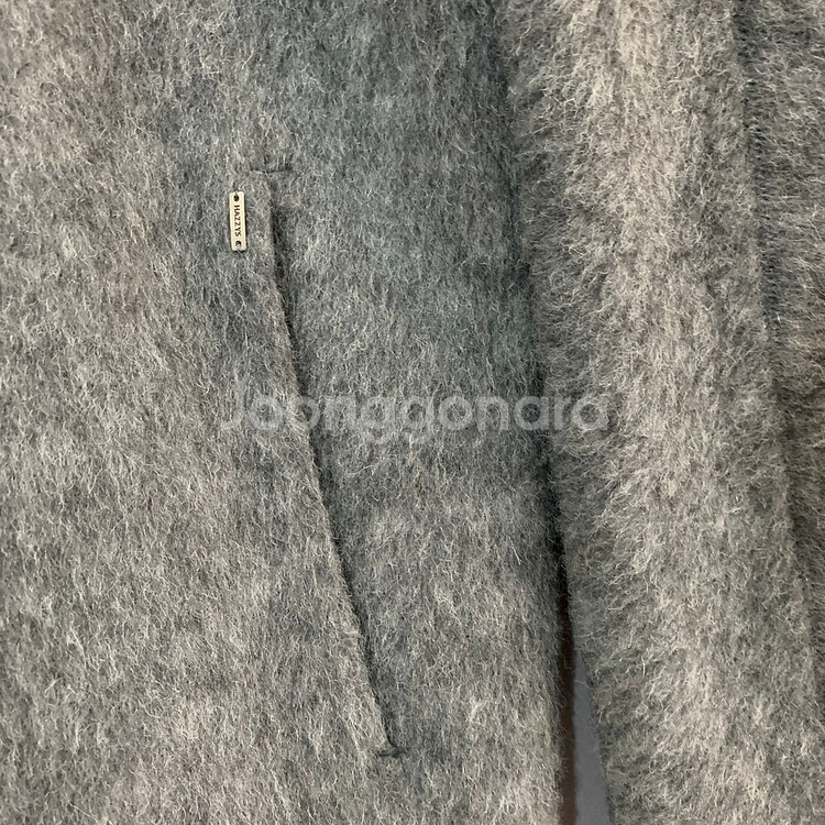 90 헤지스 알파카 혼방 노카라 히든 버튼 코트--2