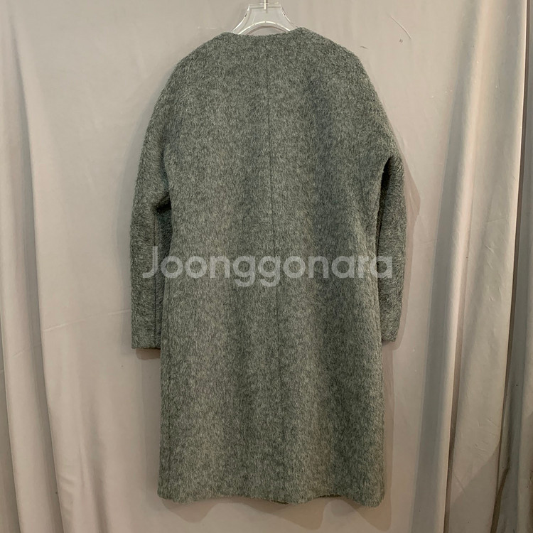 90 헤지스 알파카 혼방 노카라 히든 버튼 코트--1