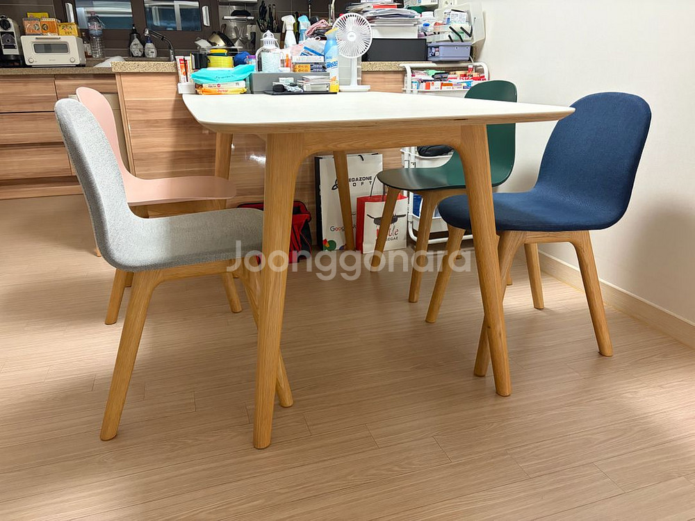 최고급 애쉬 원목 이태리 포세린 4인 식탁+의자--1