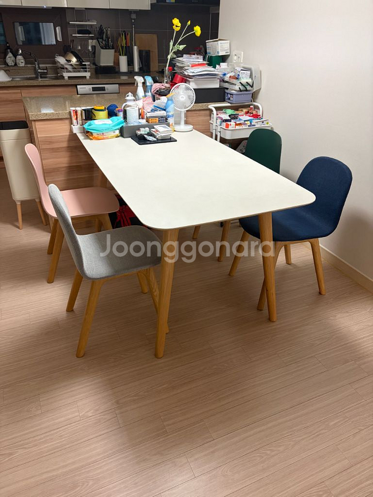 최고급 애쉬 원목 이태리 포세린 4인 식탁+의자--0