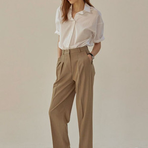 망고매니플리즈 턱 와이드 슬랙스 샌드베이지 s 오리지널