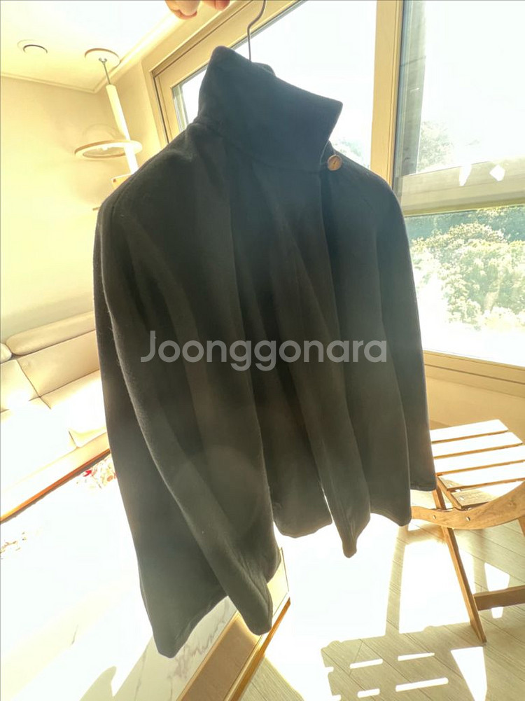 꼼데가르송 히든 노버튼 블랙 케이프 오버코트--0