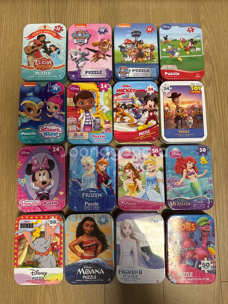 디즈니 퍼즐 16개 틴케이스 세트--0