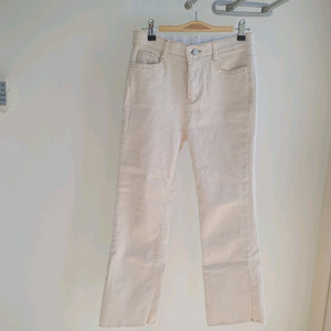 여성 연베이지 세미부츠컷 크림진 바지 하이웨이스트 팬츠