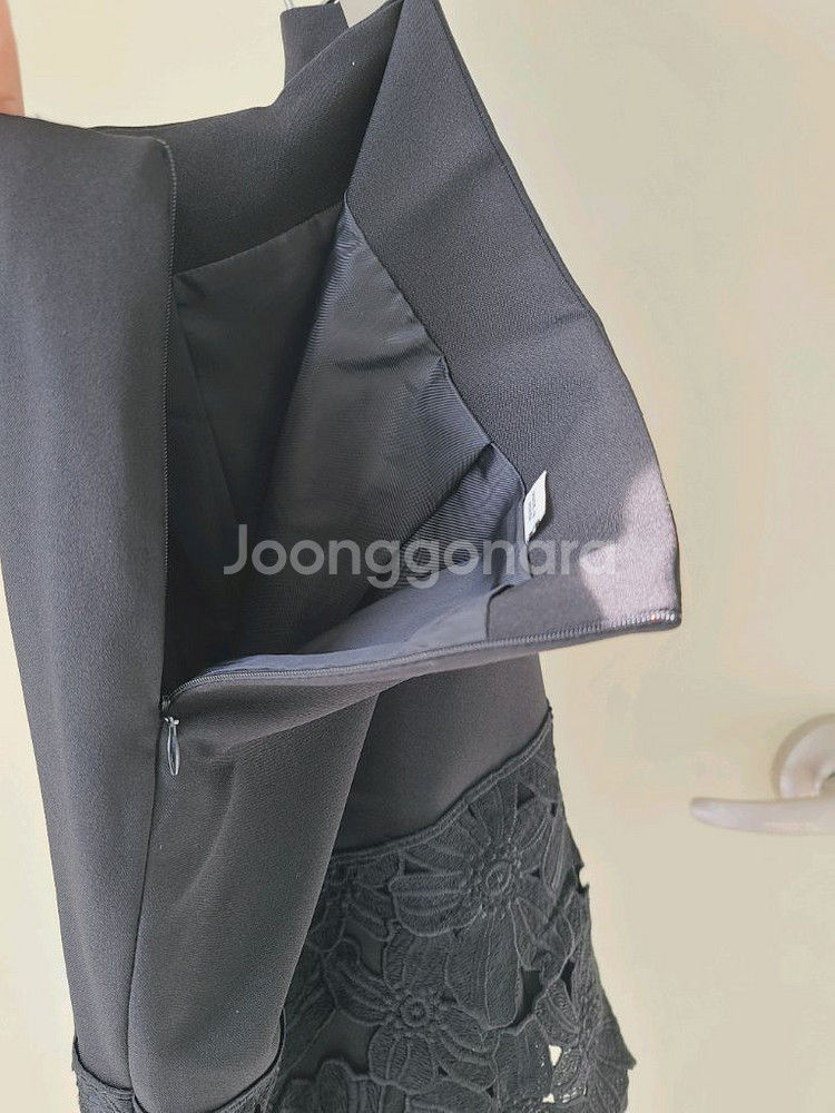 여성 플라워 디자인 블랙 스커트 검정 치마 S--4