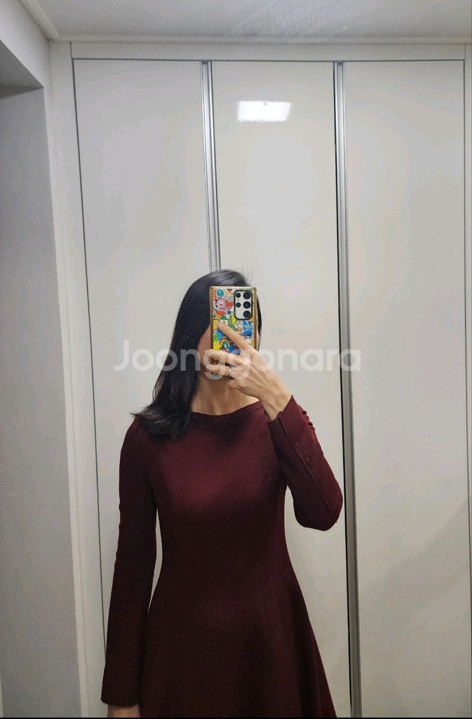 (상태최상)모100% 미샤원피스 버건디색상 55사이즈--4