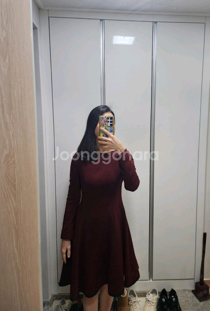 (상태최상)모100% 미샤원피스 버건디색상 55사이즈--5