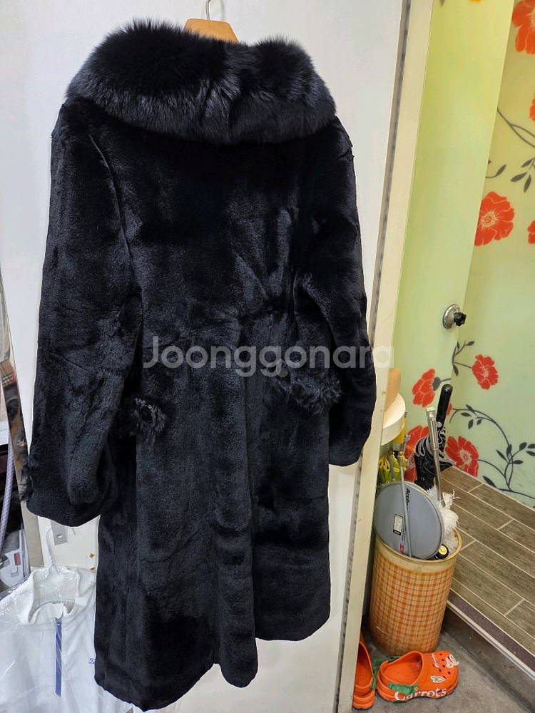 대호 블랙 롱 밍크 코트--2