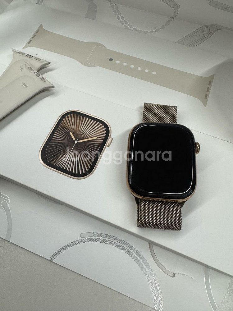 애플워치10 46mm 티타늄 골드 밀레니즈루프--1
