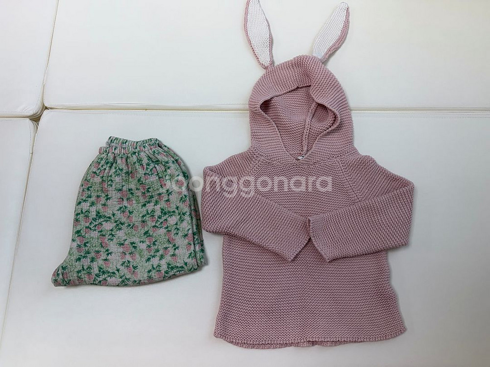 프프 고쟁이 드로잉딸기m+우프 버니 후드2y 일괄판매--0