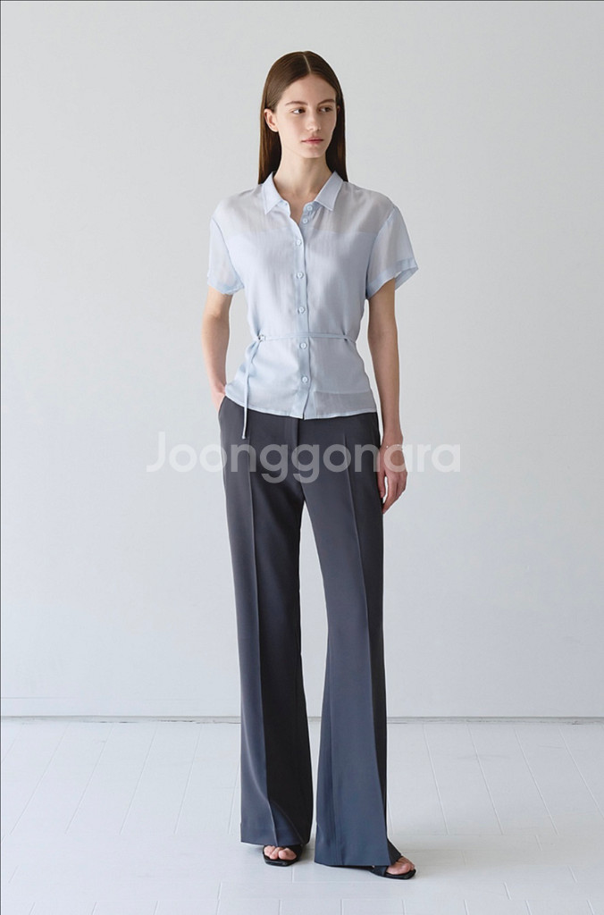 하와 오로르 시스루 셔츠 블라우스 블루 새상품--1