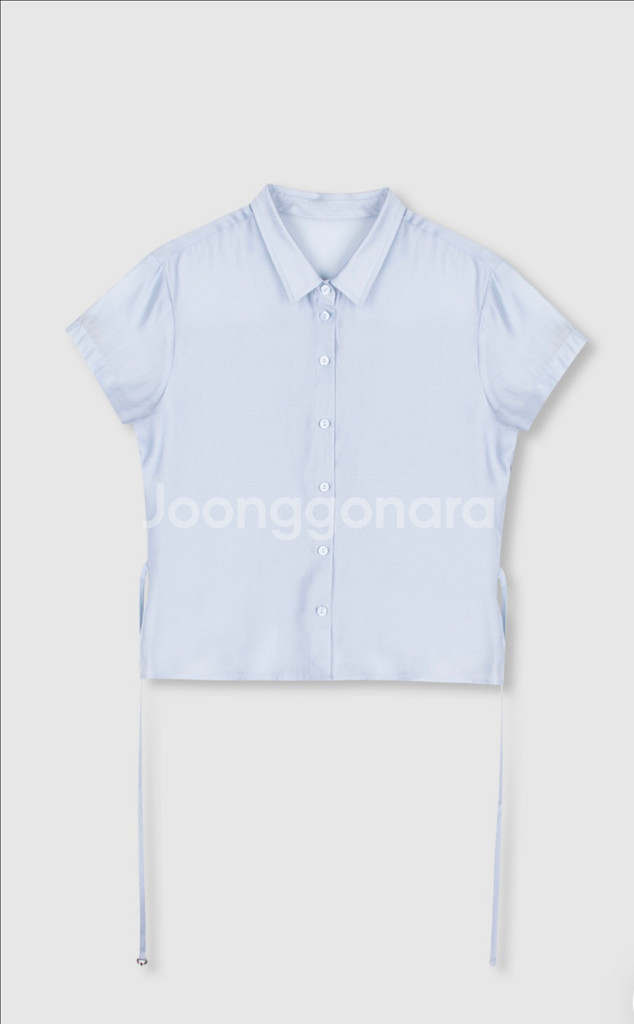 하와 오로르 시스루 셔츠 블라우스 블루 새상품--5