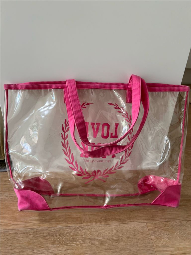 빅토리아시크릿 투명 pvc 비치백--1