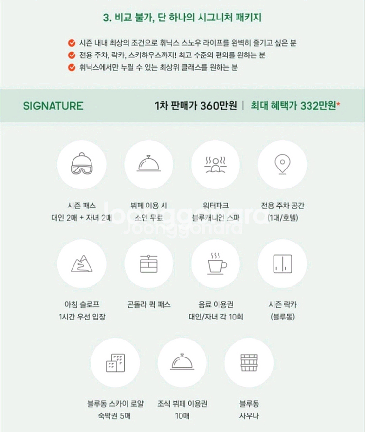 휘닉스파크 시그니처 시즌권 블루 350만원 카드결제유--0