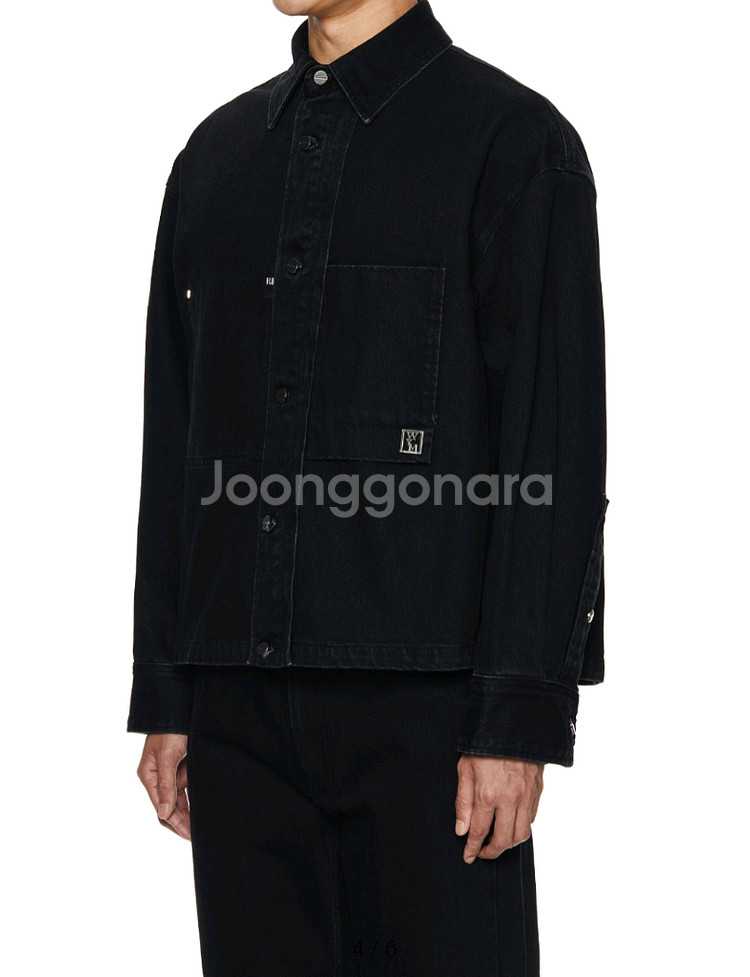 (새제품) 우영미/블랙 크롭 데님 셔츠/50--0