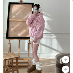 에이블리 남여공용 크롬st 레터링 기모 후드티 (새상품